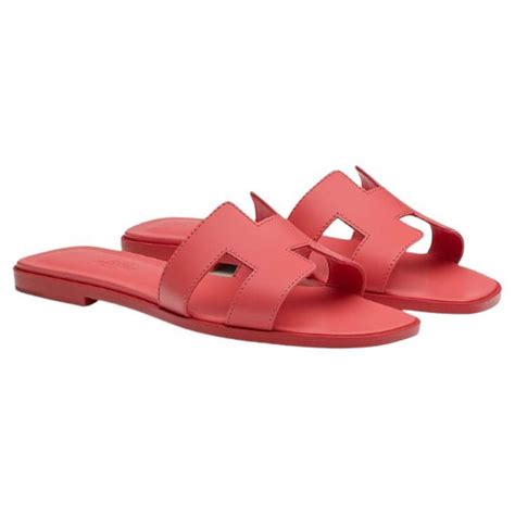 hermes oran rose boise|HERMES Box Calfskin Oran Sandals 37 Rose Boise.